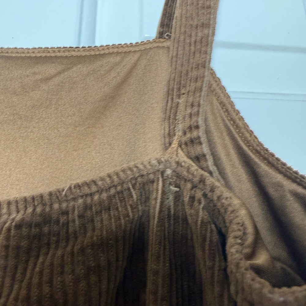 American Eagle Outfitters women's brown corduroy overall mini dress - Picture 9 of 10